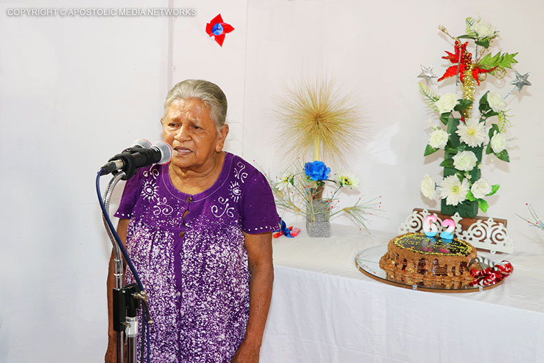 His Holiness the Apostolic Father addressing many elderly parents living in an elders home His Holiness the Apostolic Father addressing many elderly parents living in an elders home